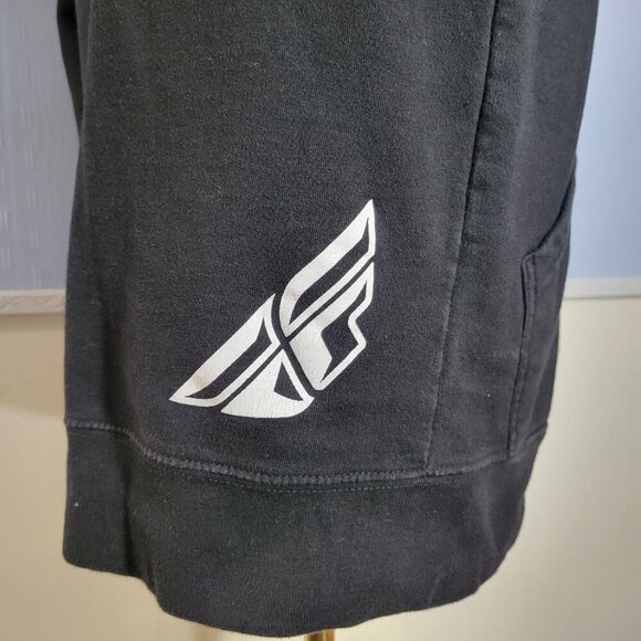 Fly Racing Snow Primary Woman's Small Black White Print Hooded Hoodie - Picture 9 of 12